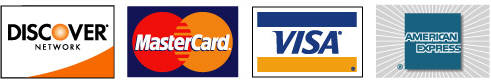We accept Visa, MasterCard, Discover, and American Express